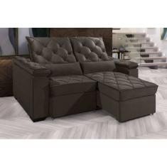 Sofá Retrátil e Reclinável BERLIM 2.50m Velusoft D33 "Marrom" - ESTILO ESTOFADOS