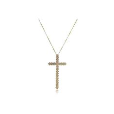 Colar Com Cruz Folheado Em Ouro 18K