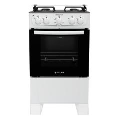 Fogão a Gás de Piso 4 Bocas Atlas Mônaco Plus Mesa de Inox - Branco