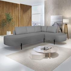 Sofá de Canto Luna Orgânico 265 cm Para Sala de Estar Cinza