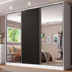 Guarda Roupa Casal 100% MDF Madesa Royale 3 Portas de Correr com Espel