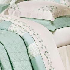 Jogo Lençol Clara Queen Bordado 4Pçs 200 Fios 100% Algodão - Doce Lar 