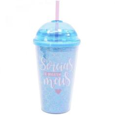 Copo Tampa Oval Azul Sereia - Fings Store