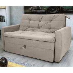 Sofá Cama 2 Lugares Piers Veludo Turkey Cappuccino - Mais de Casa