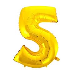 Balão Metalizado Dourado Número 5 - 70cm - Mundo Bizarro