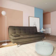 Sofá-Cama 3 Lugares Casal Autenticidade Suede Café