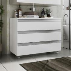 Gabinete Banheiro Joia 80cm com 3 Gavetas e Rodinha - - MOVEIS JOIA