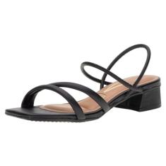 Sandália Vizzano Feminina Salto Bloco Pelica/p Strech Casual Preto 01 6454.108.18263.15745 36