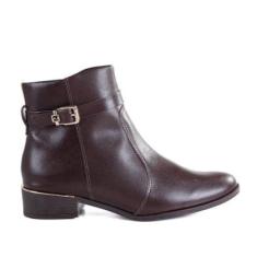 Bota Feminina Ramarim Cano Curto Com Fivela 2453104 Cafe-Feminino