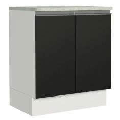 Balcão de Cozinha Madesa Glamy 70cm 2 Portas Branco Preto