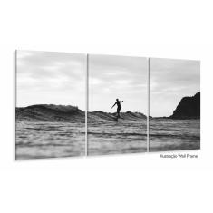 Quadro Decorativo Surf Preto e Branco Sala Quarto 3 péças