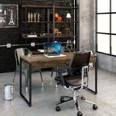 Mesa para Escritório 135cm 2 Gavetas Kuadra Compace Carvalho Dark