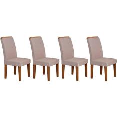 Cadeira Sala de Jantar Lunara Kit 4 Un Capuccino/Veludo Creme - Rufato