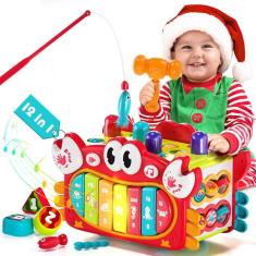 Brinquedos Crab Baby Montessori Pupu Pig 12 em 1 com música e luzes