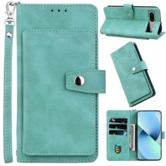 Kitzomi Capa carteira para Google Pixel 7 5G (2022) com suporte para cartão e suporte dobrável, capa de couro PU + botão de pressão magnético interno de TPU com cordão de pulso para Pixel 7 (6,3
