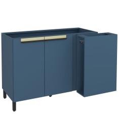 Balcão 120cm 2 Portas Canto Cozinha Flórida Azul Órion