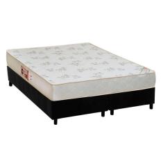 Cama Box King: Colchão Espuma Castor D33 Sleep Max Relax + Base CRC Suede Black(193x203)
