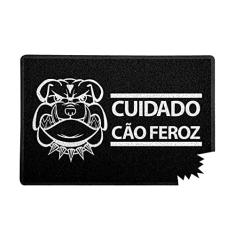 Capacho/Tapete 60x40cm - Cuidado Cão Feroz Preto
