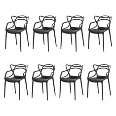Kit 8 Cadeiras Allegra Preta Sala Cozinha Jantar - Waw Design