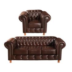 Conjunto de Sofá 3 Lugares e 1 Poltrona Chesterfield Luís Xv - BELLA D