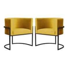 Kit 02 Cadeiras Luna para Escritório Base de Metal Preto Veludo Escolh