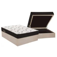 Cama Box Baú Casal: Colchão Espuma Ortobom D45 Ligh Saúde Ortopillow + Base Crc Suede Clean(138X188)