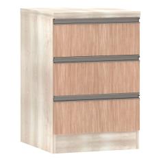 Mesa De Cabeceira 3 Gavetas 40Cm Estrutura Legno Crema Prime