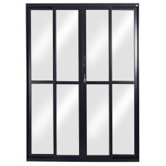 Porta Correr 4 Folhas Móveis Central Topsul 210x200cm Esquadrisul Preto