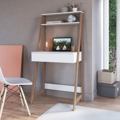 Escrivaninha Estante Para Escritório Com 1 Gaveta Branco / Montana