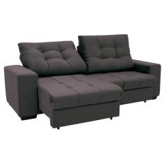 Sofá 3 Lugares Retrátil e Reclinável Biarritz Suede Castanho - Mobly