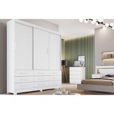Guarda Roupa Solteiro 3 Portas E 9 Gavetas Jequitibá/buriti Branco - Horizonte