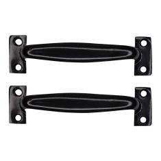 Kit 2 Puxador Tipo Alça Aço Porta Armário Gaveta 130Mm Preto