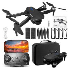 Drone Com Camera Drone Profissional HD 4K FPV WiFi Dobrável Mini Controle Remoto DroneQuadricóptero Com Bolsa De Transporte, 2 Baterias 3.7V 1800mAh, E88 Pro