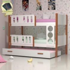 Beliche Infantil Solteiro Ônix com Cama Auxiliar - Branco Mel - Divalo