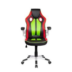 Cadeira Gamer Pelegrin PEL-3009 Couro PU Preta, Vermelha e Verde