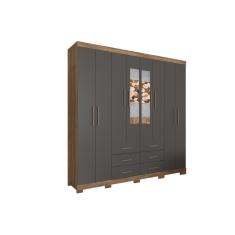Guarda Roupa Casal Liverpool 9 Portas de Bater 6 Gavetas MDF-MDP Atacama-Grafitte Santos Andirá