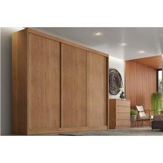 Guarda Roupa Casal Natus Duna Cumaru 3 Portas de Correr 6 Gavetas MDF Natus-Duna Cumaru Móveis Novo Horizonte