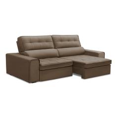 Sofá 5 Lugares Retrátil e Reclinável Ravena Veludo Castor