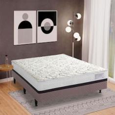 Cama Box Conjugada Casal Herval Roma Ortopédico Espuma D20 e Tecido Poliéster 53x138x188cm - Marrom/Bege/Branco