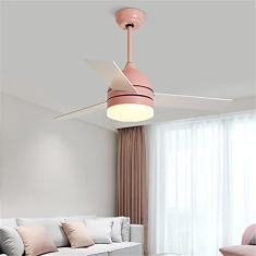 Ventilador de teto de 42 polegadas com iluminação LED, 3 velocidades, lâmpada de teto com ventilador ultrassilencioso regulável em três cores com controle remoto, adequada para sala de estar