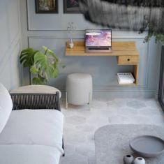 Mesa / Escrivaninha Suspensa Estilo Bancada 1 Gaveta Com Corrediça Met