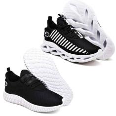 Tênis Esportivo Academia Para Treino - 2 Pares Preto/Branco - Evoltenn