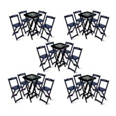 Kit 5 Conjuntos de Mesa Bistrô Dobrável Jack Daniel's com 4 Banquetas 