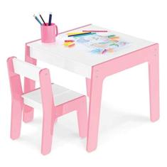 Conjunto Mesa + Cadeira Infantil Rosa - Junges