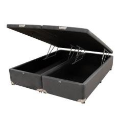 Cama Box Baú Castor King Vellus Cinza 180x200x35cm