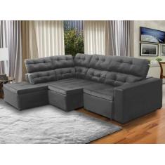 Sofá de Canto Chaise E 293 x 220 Cm Retrátil Reclinável Mola Bonnel D2