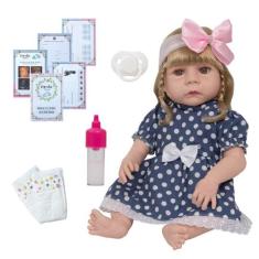 Boneca Reborn Abigail Vestido Bolinha 13 Itens Envio 24 Hrs - Cegonha 