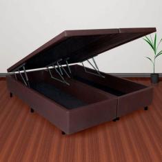 Base Box Baú Casal Bipartido 138x188x42cm material sintético com Pistã