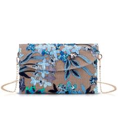 QTKJ Bolsas clutch para mulheres, pacote de envelope, bolsa de palha com flores bordadas de lantejoulas, bolsas de mão boêmias feitas à mão, Multicor, One Size