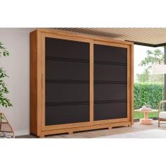 Guarda Roupa Casal 2 Portas De Correr E 4 Gavetas c- Pés Medelín Nature-preto